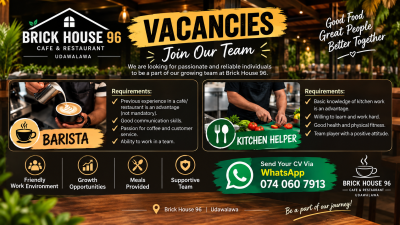 Barista and Kitchen Helper Vacancies