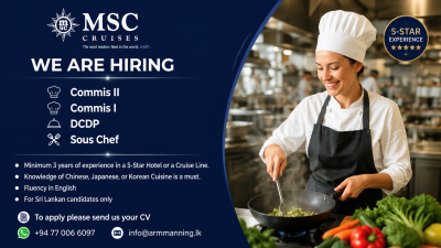 Commis II / Commis I / DCDP / Sous Chef