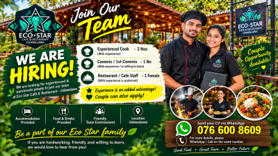 Experienced Cook / Commis / Restaurant & Café Staff