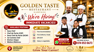Golden Taste Restaurant – Restaurant Staff Vacancies