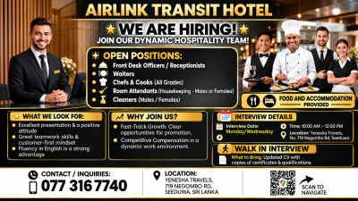 Hotel Staff Vacancies – Multiple Positions