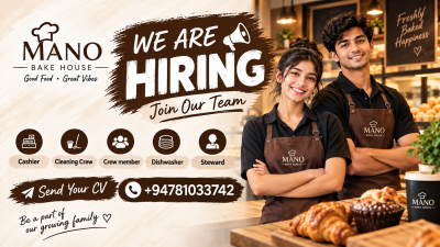 Mano Bake House – Restaurant Staff Vacancies