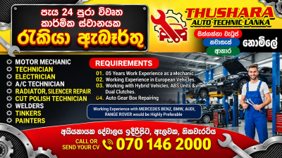 Motor Mechanic / Technician / Electrician / A/C Technician / Radiator & Silencer Repair / Cut Polish Technician / Welders / Tinkers / Painters