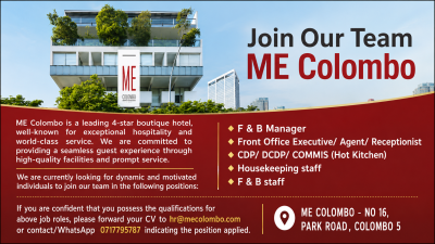 Multiple Hotel Vacancies – ME Colombo
