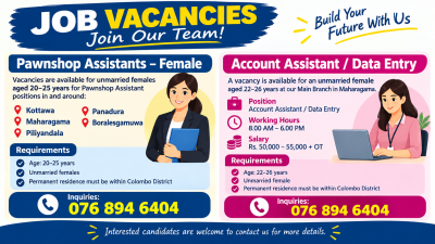 Pawnshop Assistant / Account Assistant / Data Entry – Female