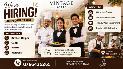 Restaurant Staff Vacancies – Mintage Kotte Restaurant